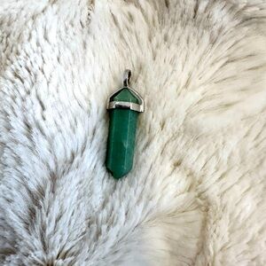 Green Aventurine Crystal Point Pendant in Sterling Silver
